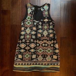 patterned sleeveless shift dress (M)